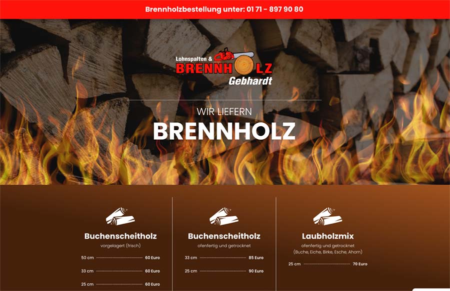 Webdesign Brennholz
