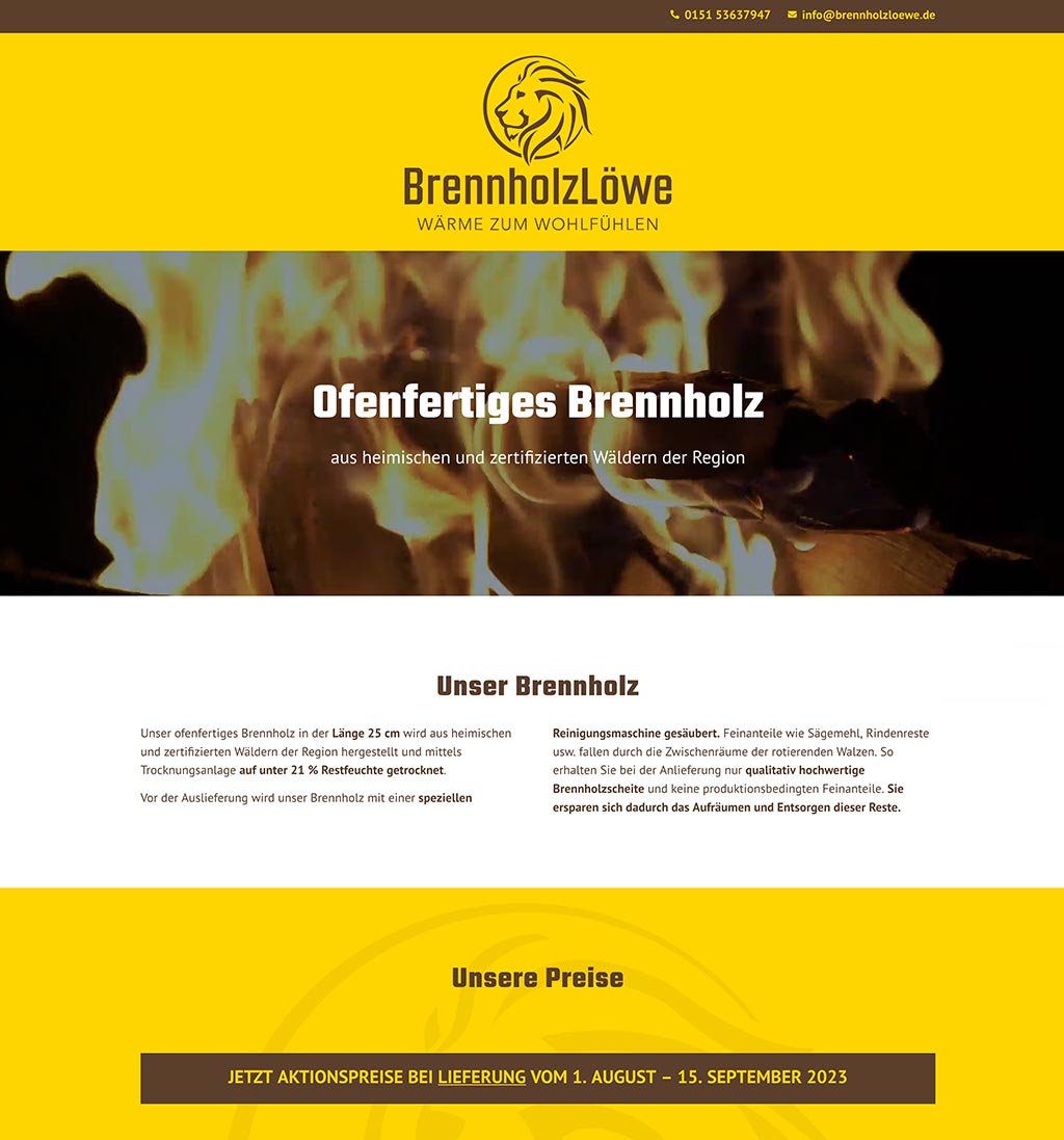 Webdesign Brennholzhandel