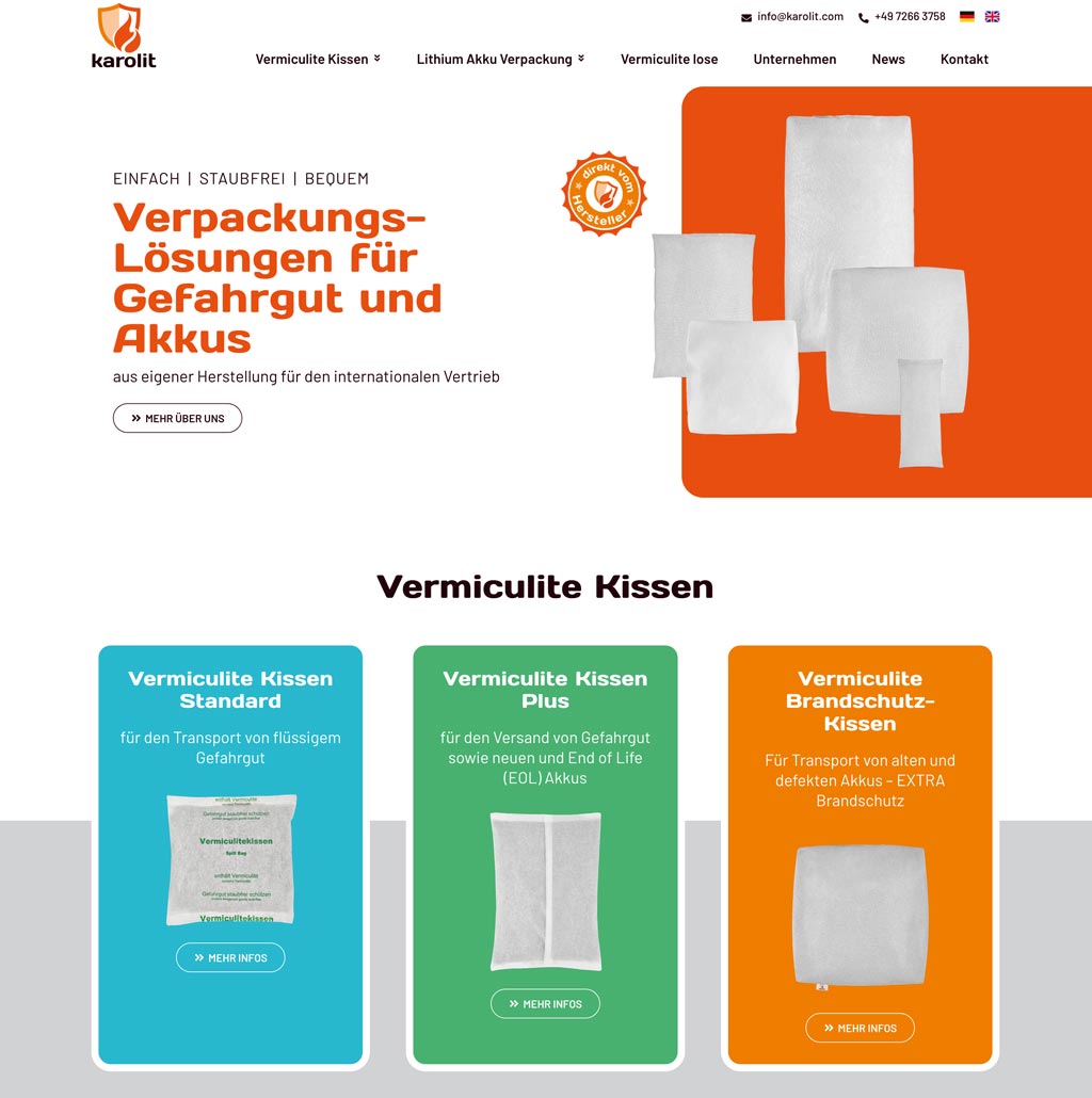 Webdesign Gefahrgutverpackungen