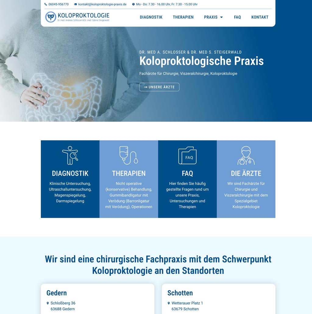 Webdesign für koloproktologische Praxis